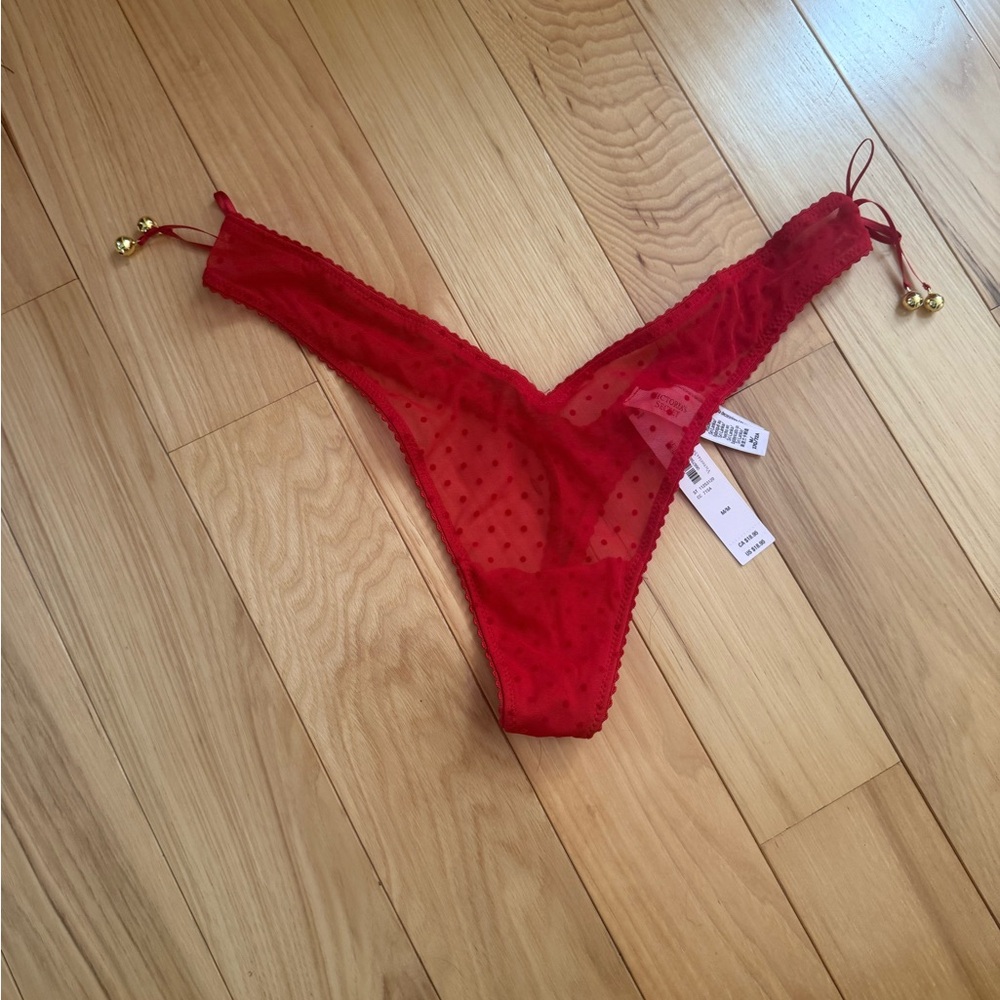 Victoria’s Secret Very Sexy Tease Christmas Red Jingle Thong Panty - Size Medium